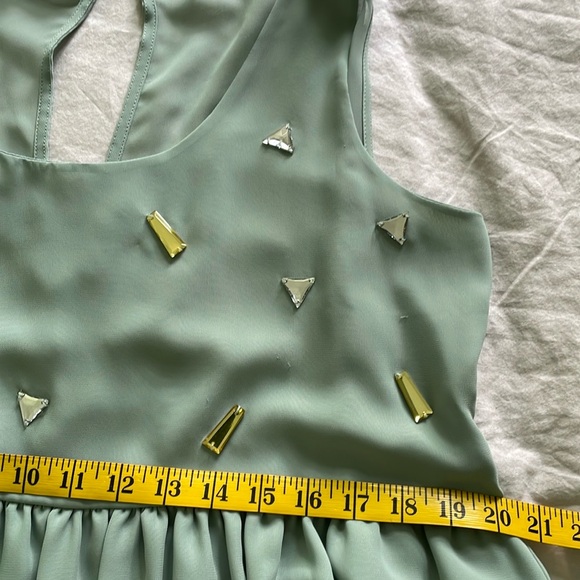 BCBG Generation Sleeveless Dusty Blue Chiffon Dress With Gem Beads, Size L - Picture 15 of 16